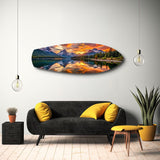 Mountain Lake Sunset Glass Wall Art.