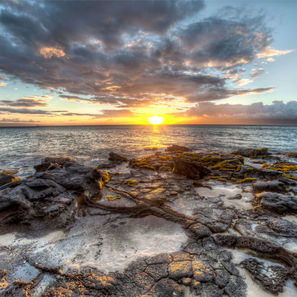 Sunset on the Beach Glass Wall Art
