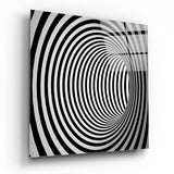 Ilusión de Túnel Rayado Monocromo cuadro de cristal - 40x40 cm