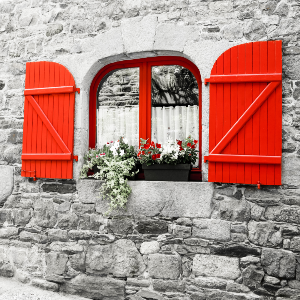 Rotes Fenster Glasbild