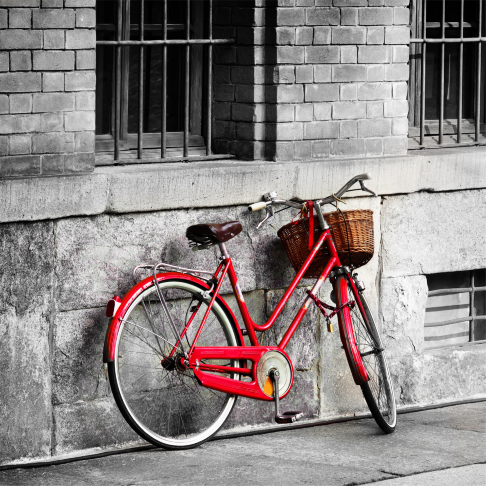 Roter Fahrrad Glasbild