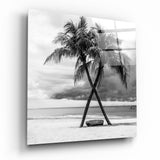 Palmeras Monocromas con Troncos Cruzados cuadro de cristal - 40x40 cm