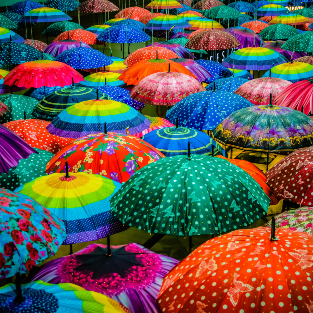 Arte della parete di vetro Ombrelli colorati