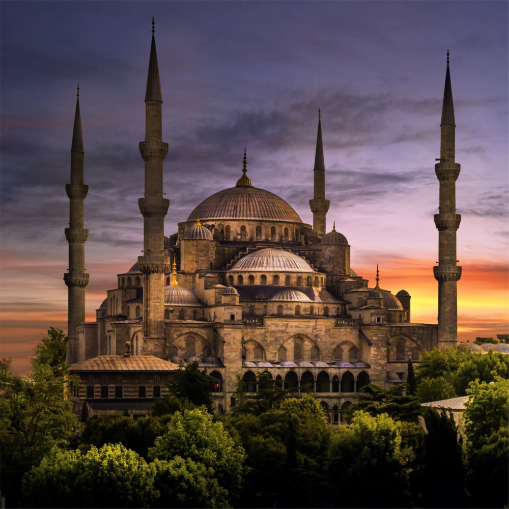 Blaue Moschee Glasbild