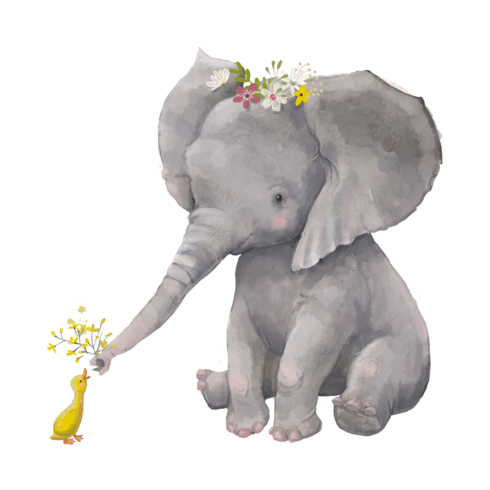 Arte della parete di vetro Elefante e anatra