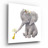 Elephant and Duck Glass Wall Art - 40x40 cm