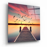 Red Dock Glass Wall Art - 40x40 cm