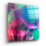 Graine de Pissenlit Arc-en-ciel Abstrait tableau en verre - 40x40 cm