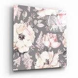 Roses rose poudré sur gris tableau en verre - 40x40 cm