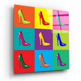 Tableau en verre Colored Shoes - 40x40 cm