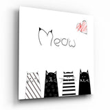 Vier getigerte Katzen und rotes Herz Glasbild - 40x40 cm