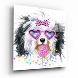 Cute Dog Glass Wall Art - 40x40 cm