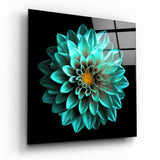 Dalia Aqua con Centro Dorado cuadro de cristal - 40x40 cm