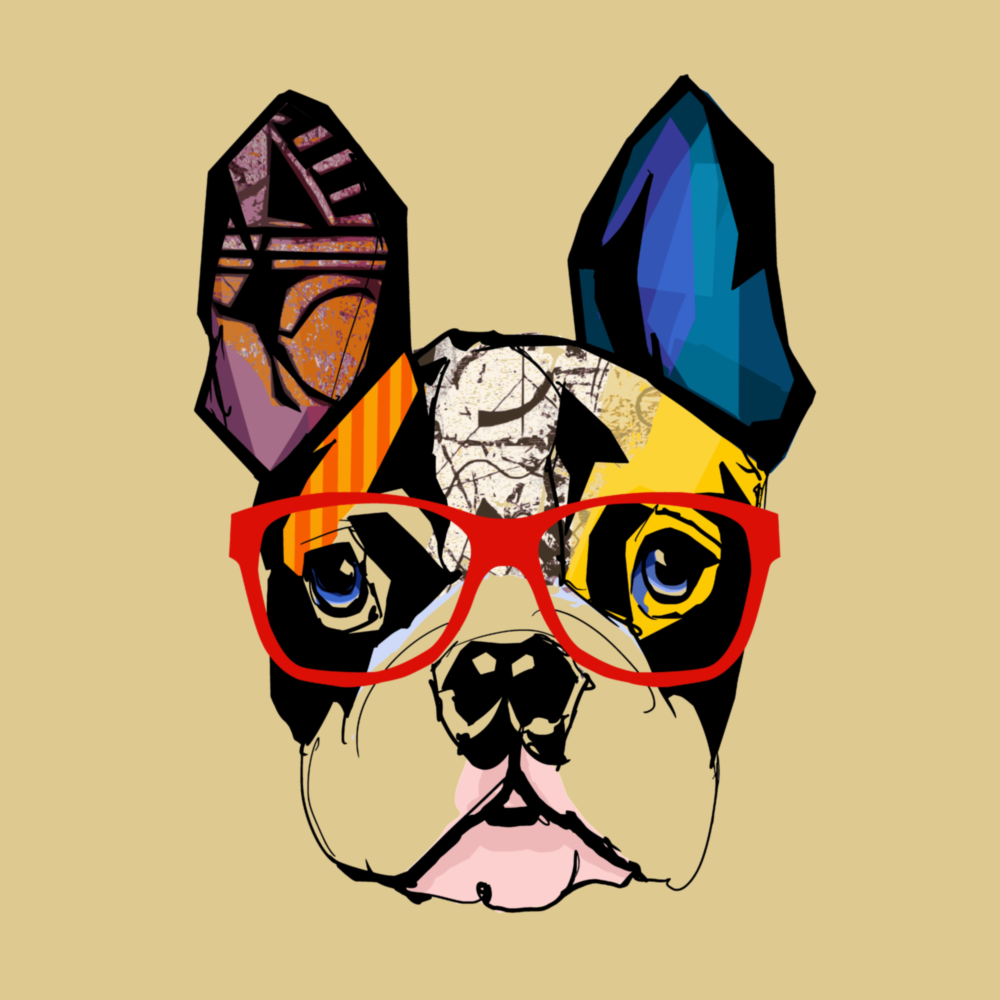 Arte della parete di vetro Cane bulldog