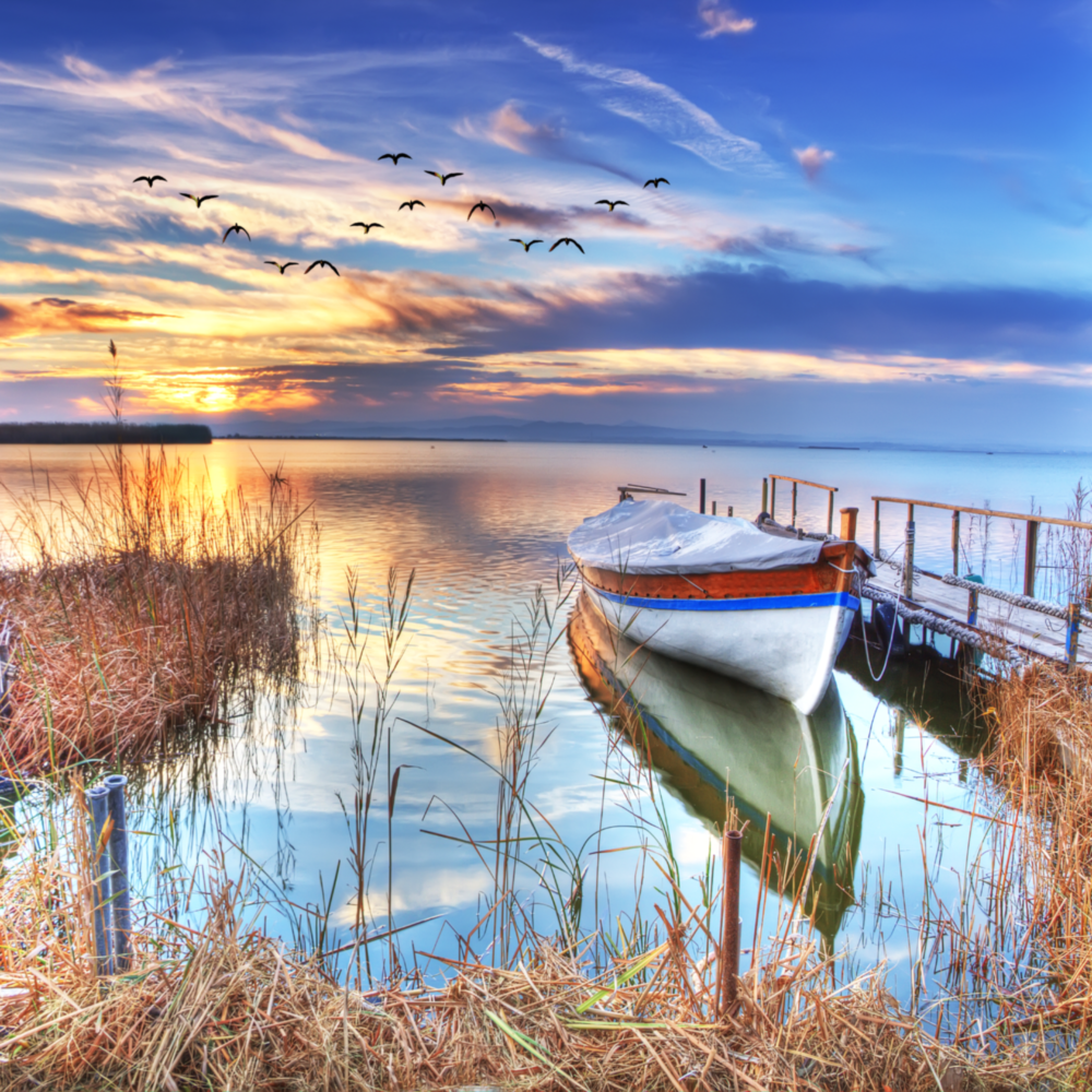 Lake Landscape Glass Wall Art