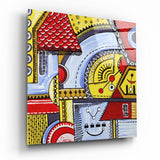 Tableau en verre Maisons abstraites - 40x40 cm