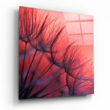 Red Dandelion Glass Wall Art - 40x40 cm