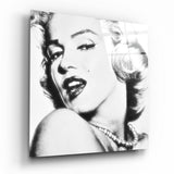 Schwarz-Weiß Blonder Filmstar Glasbild - 40x40 cm