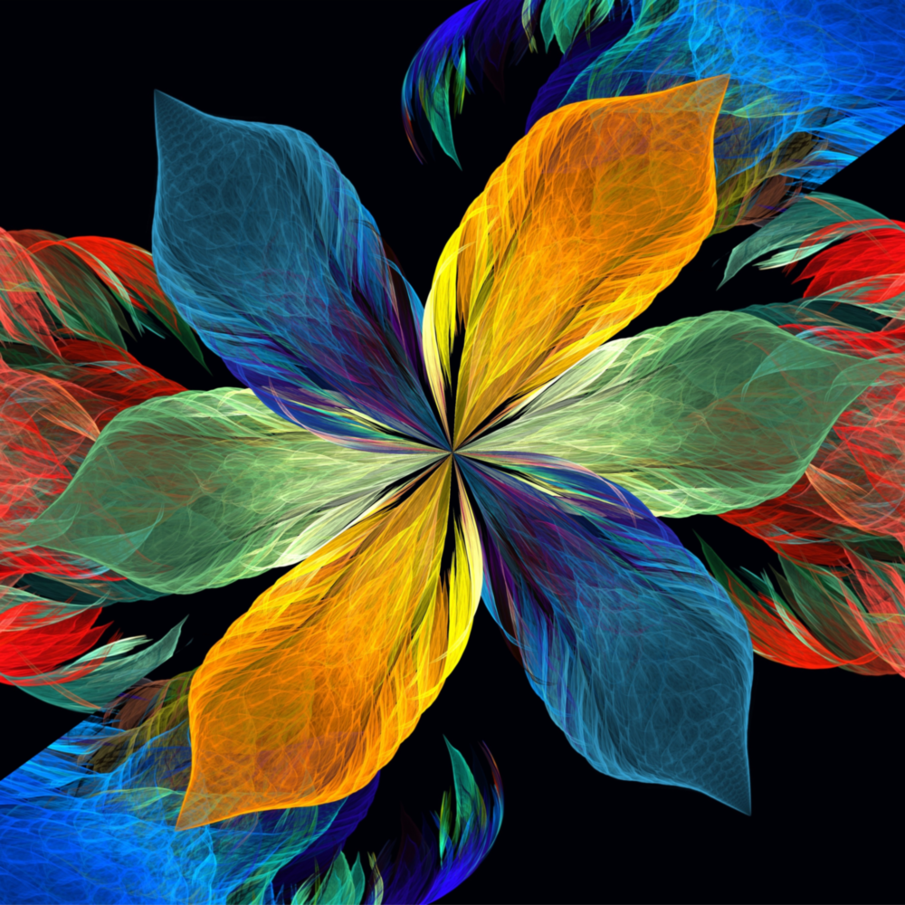 Fleur de feuille colorée Impression sur verre