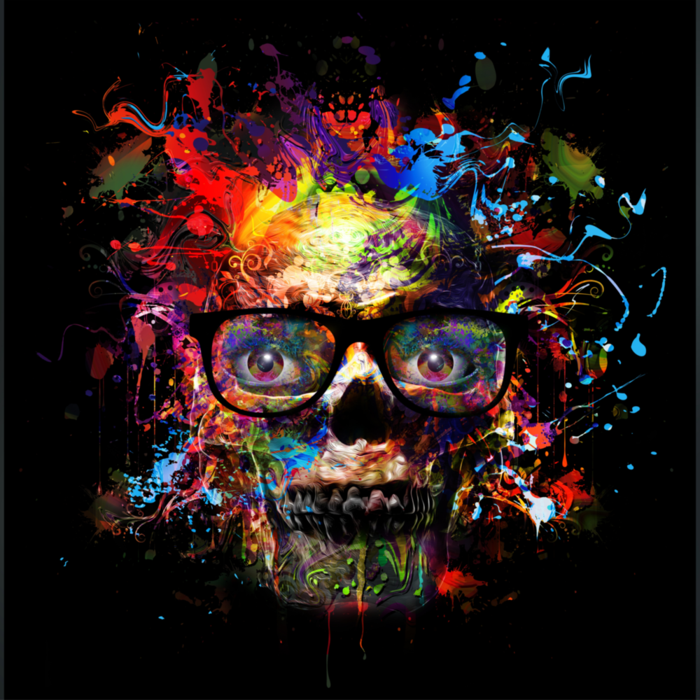 Arte della parete di vetro Skull colorato
