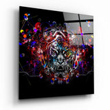 Tiger Fliegerbrille Geometrisches Glasbild - 40x40 cm