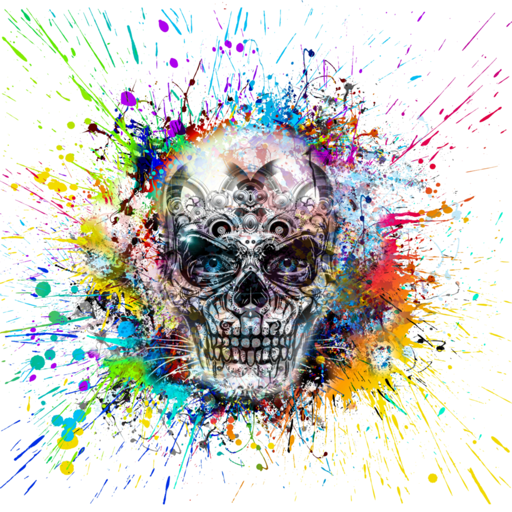 Mechanical Skull Glass Wall Art
