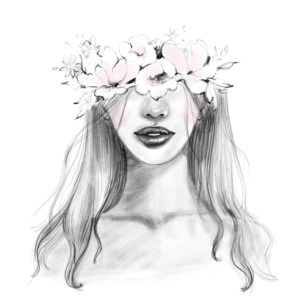 Arte de pared de vidrio de Mujer coronada de flores