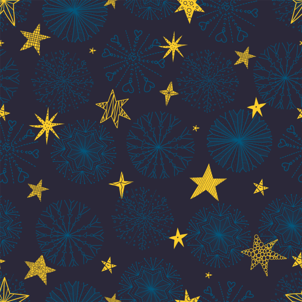 Neige et étoiles Impression sur verre