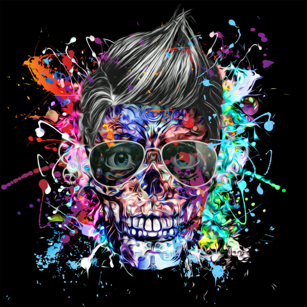 Couleurs et crâne Impression sur verre