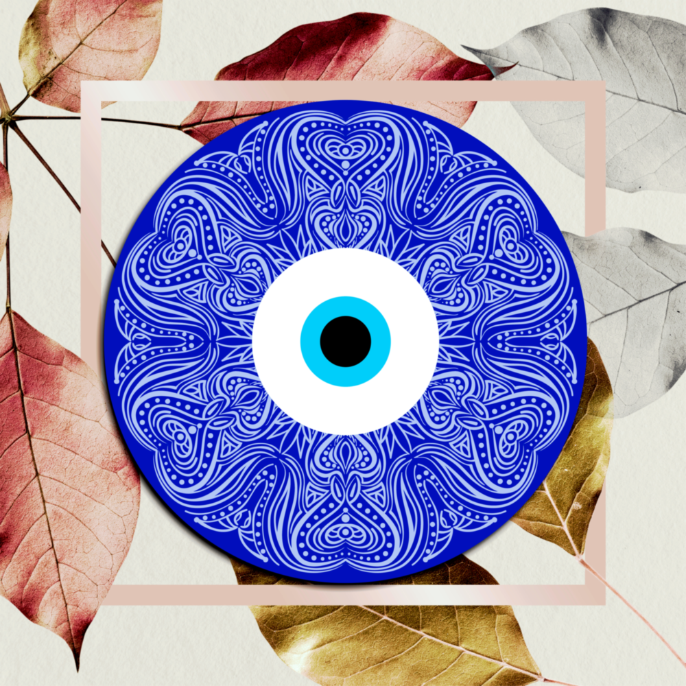 Perle de l'œil maléfique moderne bleu Impression sur verre