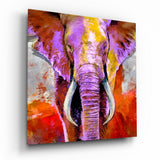 Colorful Elephant Glass Wall Art - 40x40 cm