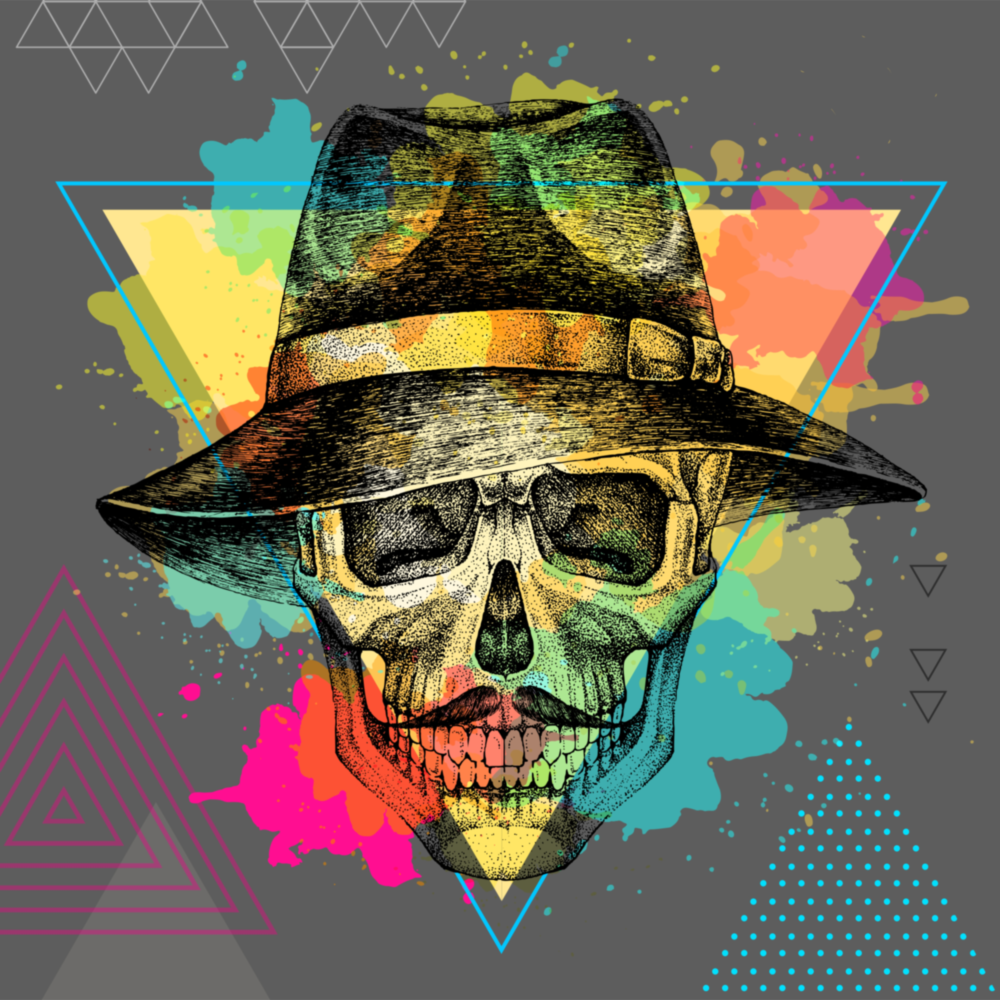 Skull - Never Without a Hat Glass Wall Art
