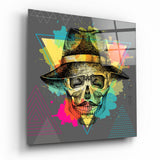 Skull - Never Without a Hat Glass Wall Art - 40x40 cm
