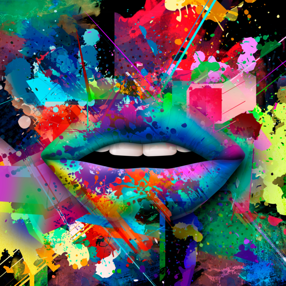 Arte de pared de vidrio de Labios coloreados