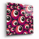Quadro in vetro Perline occhio porta fortuna rosse - 40x40 cm