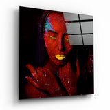 Quadro in vetro Donna rubino - 40x40 cm