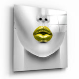 Glasbild „Goldene Lippen“ - 40x40 cm