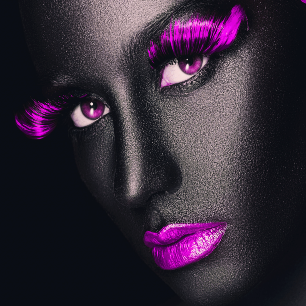 Rosa Wimpern Glasbild