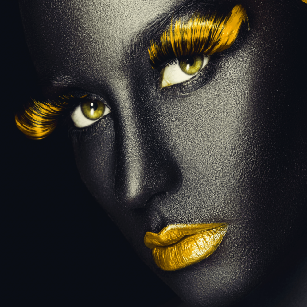 Cils jaunes Impression sur verre