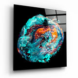Türkis Orange Farbkugel Glasbild - 40x40 cm