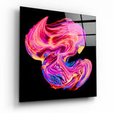 Pink und Blau Wirbel Glasbild - 40x40 cm
