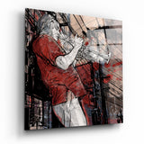 Rote Skizze Straßentrompeter Glasbild - 40x40 cm
