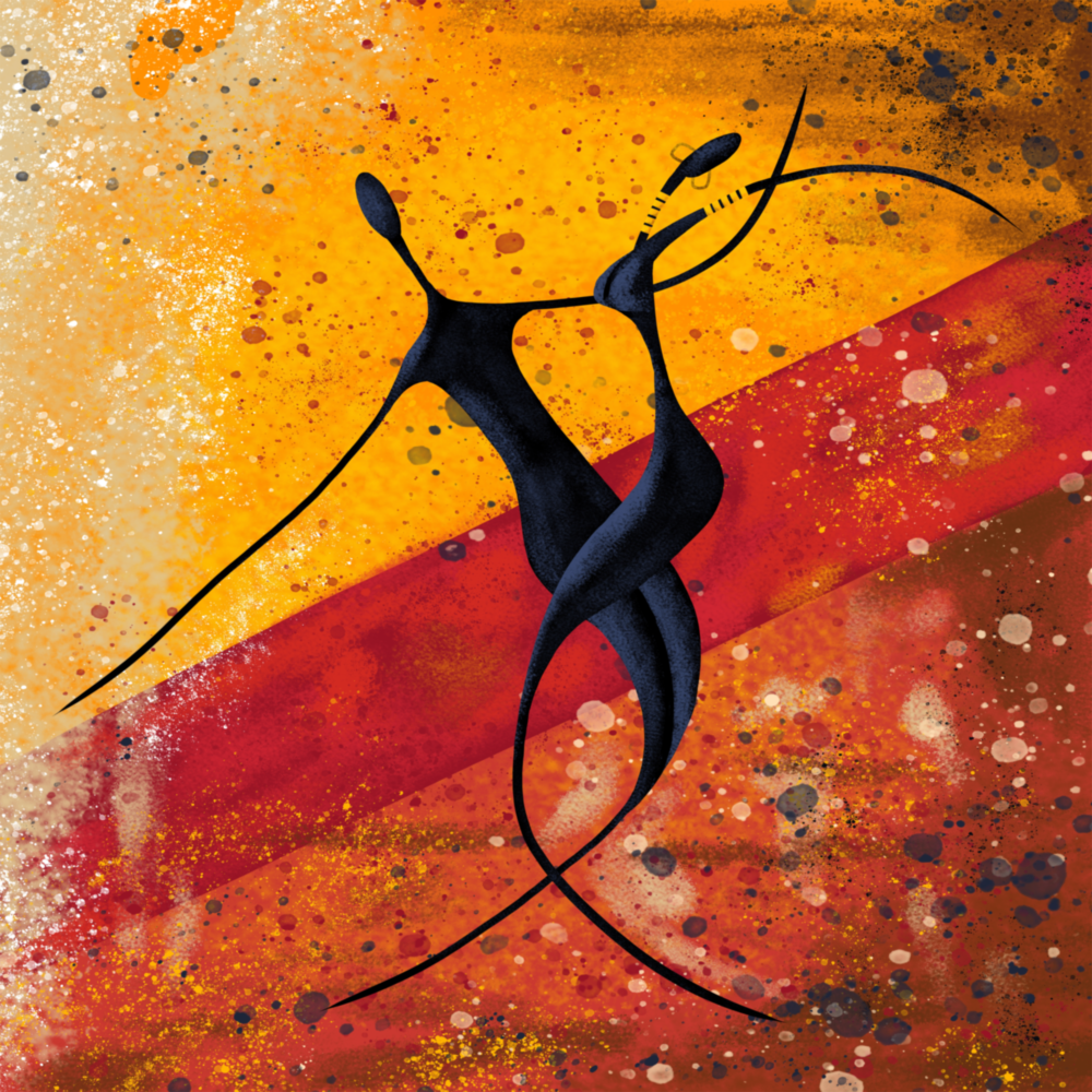 Danse des ombres Impression sur verre