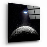 Luna Cratereada y Eclipse Azul cuadro de cristal - 40x40 cm