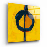 Anneau Enso Bleu Marine sur Jaune tableau en verre - 40x40 cm