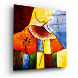 Bunte Patchwork-Ballerina Glasbild - 40x40 cm