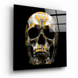 Teschio Bianco Filigrana Dorata quadro in vetro - 40x40 cm