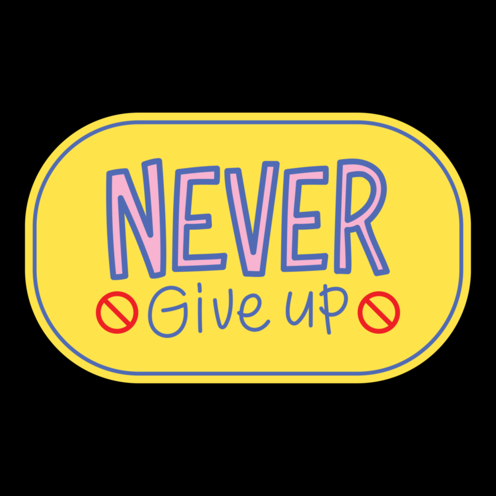 “Never Give Up” Glass Wall Art