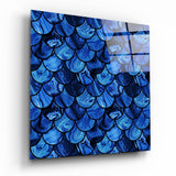 Motivo a Squame di Pesce Blu Zaffiro quadro in vetro - 40x40 cm