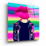 Head Lip Glass Wall Art - 40x40 cm